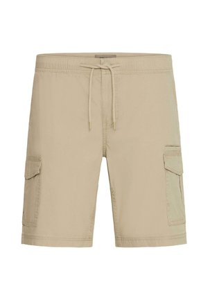 Shorts cargo bej cu un material ușor. Are două buzunare laterale și un brâu elastic cu șnur pentru ajustarea dimensiunii.