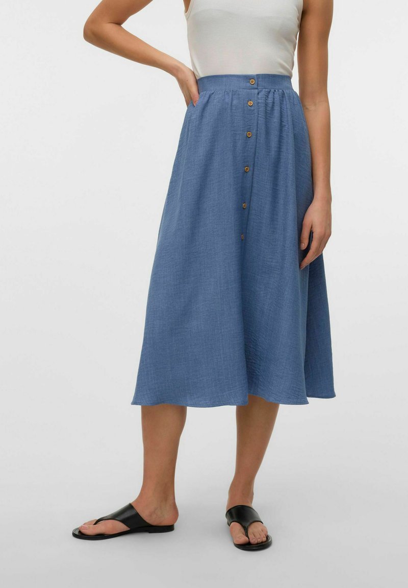 Vero Moda VMMELANEY BUTTON CALF - A-lõikeline seelik - china blue