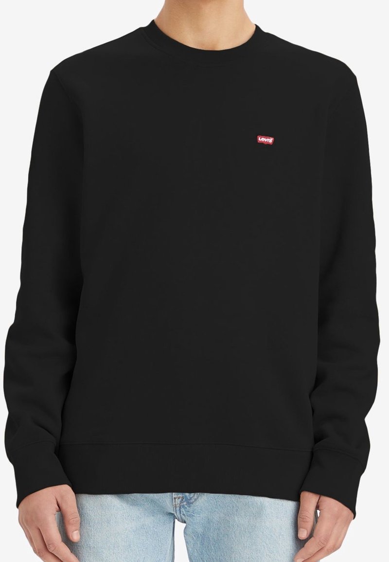 Zwarte sweatshirt van katoenmix, met een ronde hals, lange mouwen en een klein rood Levi's-logo op de borst.