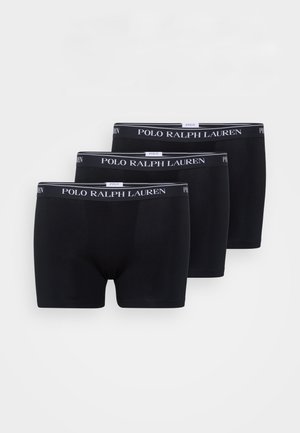 Boxer-briefs en coton noir en pack de trois. Caractéristiques d'une ceinture élastique avec logo en lettres blanches. Texture lisse, design ajusté.