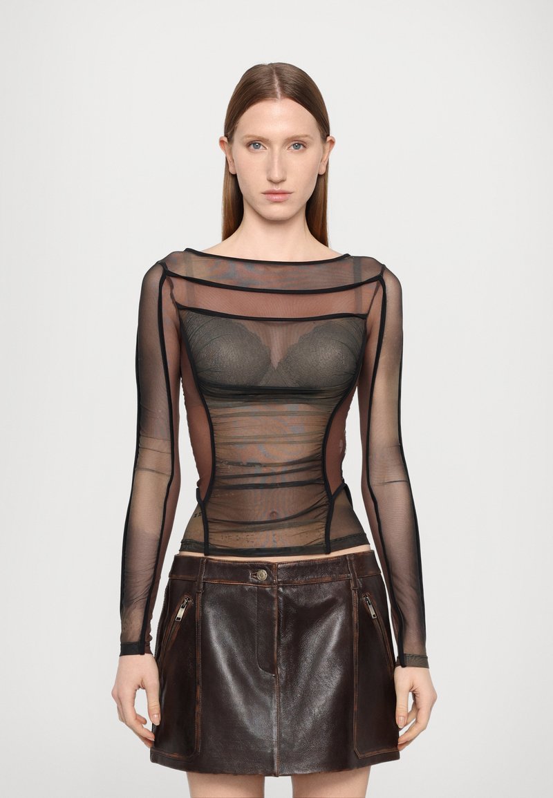 Feng Chen Wang DECONSTRUCTION GRENADINE - Long sleeved top - brown
