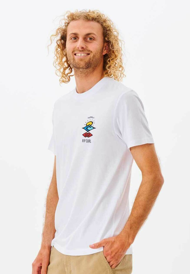 Rip Curl Search Icon T-Shirt Uomo - Cotone, Girocollo, Stampa Frontale E Posteriore