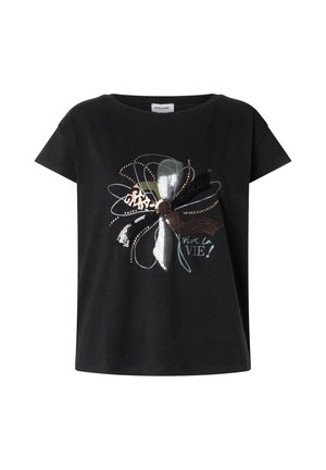 More & More, MORE & MORE MODERNES KURZARMSHIRT, PAILLETTENAPPLIKATION - T-shirt imprimé - black