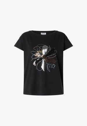 More & More, MORE & MORE MODERNES KURZARMSHIRT, PAILLETTENAPPLIKATION - T-Shirt print - black