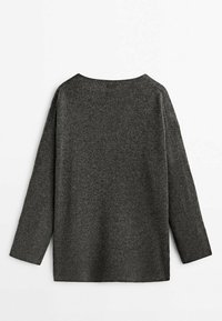 Mørkegrå sweater med løs pasform, bred halsudskæring og lange ærmer. Fremstillet af blødt materiale med ribkant ved kant og manchetter. Minimalistisk design.