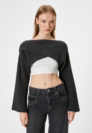 CROP - Stickad tröja - anthracite
