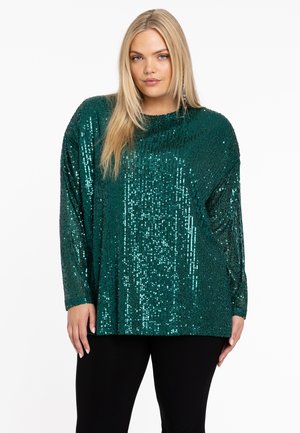 MIT PAILLETTEN - Bluse - green