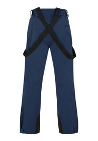 Tamsiai mėlynos lauko kelnės su juodomis sutvirtintomis apatinėmis dalimis ir reguliuojamomis juodomis petnešomis, kurios kryžiuojasi nugaroje. Yra keletas kišenių.