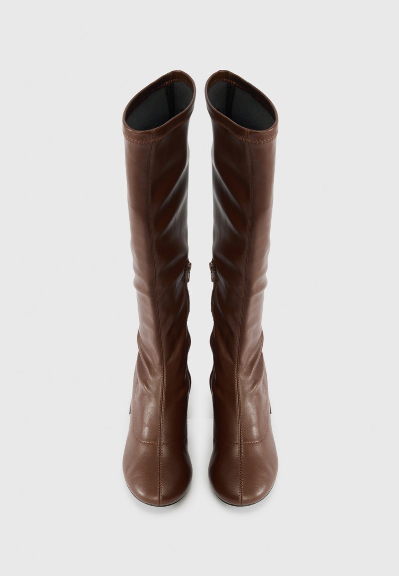 Bottes En Cuir Marron Femme Anyi Lu - Taille 39,5 - Haute Tige - Talon Haut - Modèle Exposition