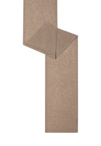 Light brown knitted wool scarf folded on white background, showing texture and clean edges.