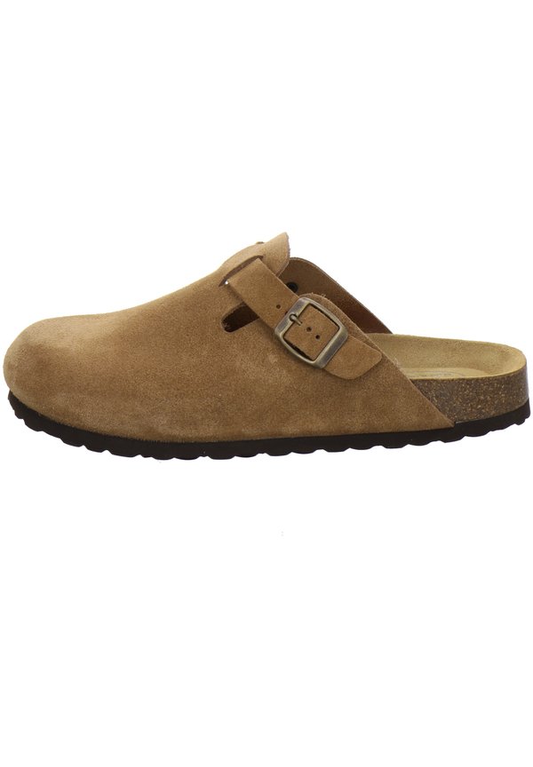 Pantolette flach - cognac