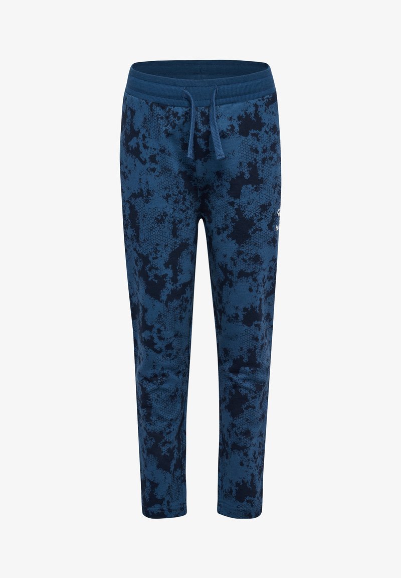 Navyblaue Jogginghosen aus weichem Stoff, mit einem strukturierten Muster, elastischem Bund und Kordelzug, sowie einem kleinen Logoakzent.