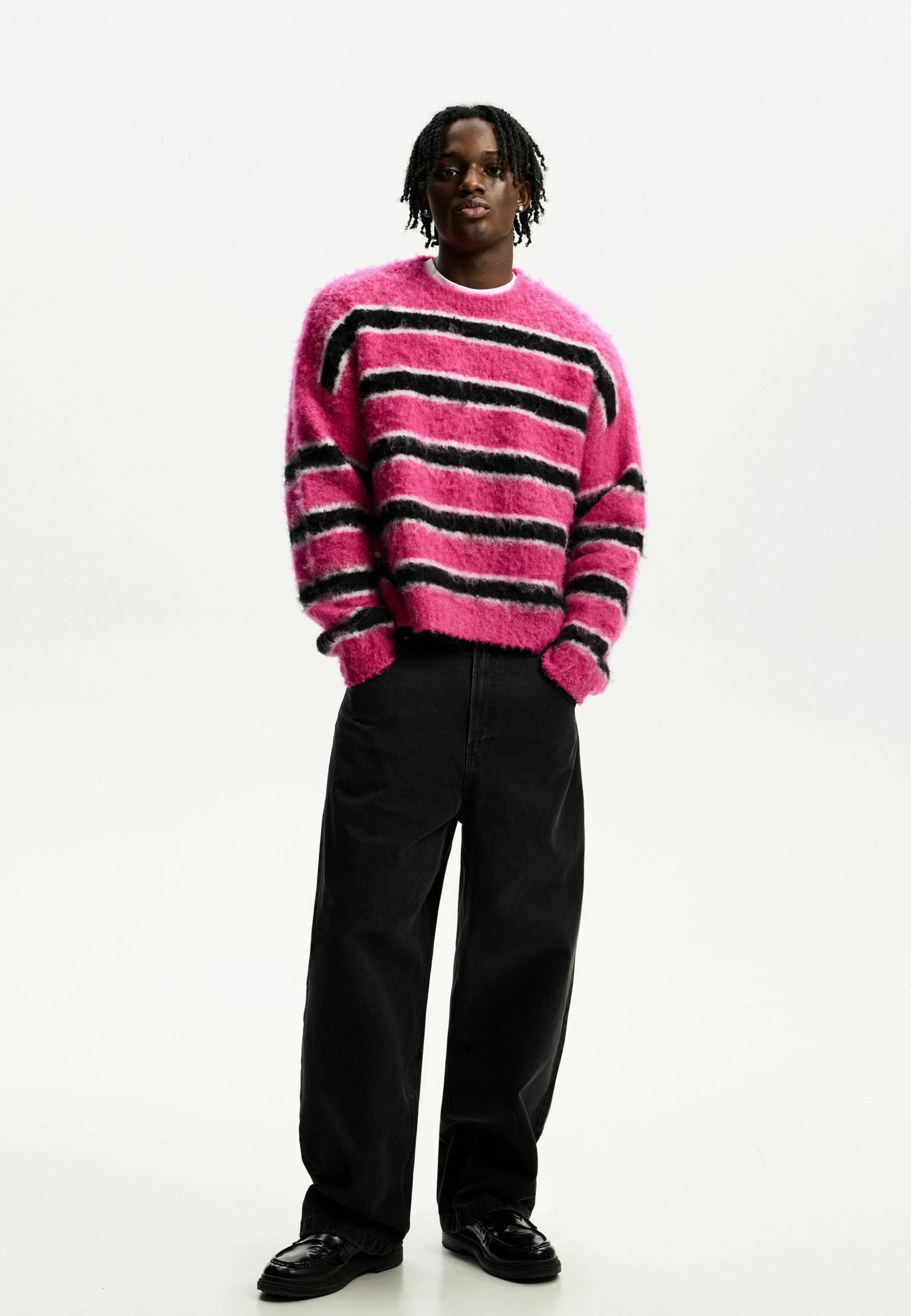 Bershka STRIPED BOXY FIT - Jumper - light pink - Zalando