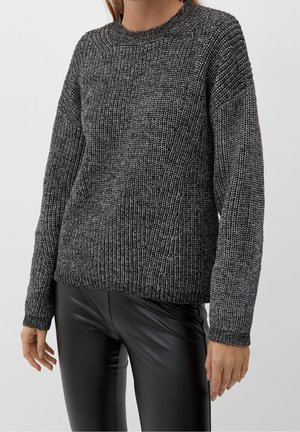 Striktrøje - mottled black