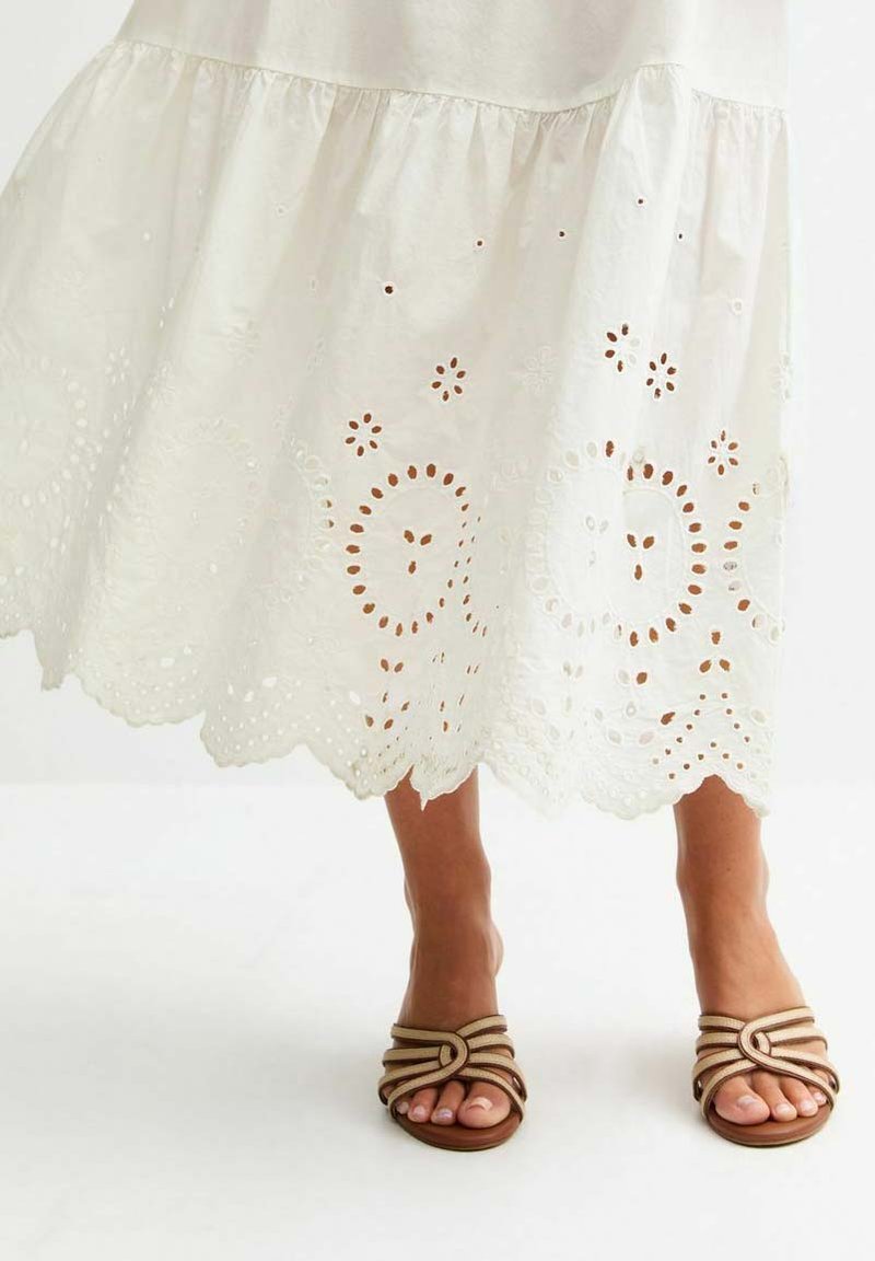Robe Sans Bretelles New Look Blanc/noir Broderie Anglaise - Taille 8, Occasion Très Bon état