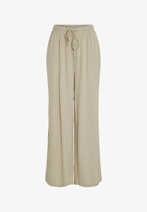 Beige vidde bukser med elastisk talje og justerbar snøre. Fremstillet af blødt, letvægtsstof med en glat overflade.