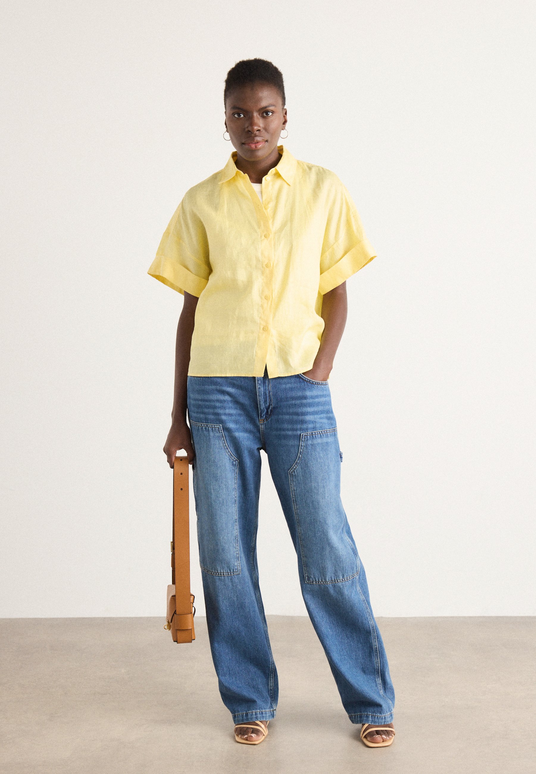 売れ筋商品|||ボス シャツ レディース トップス BISENAS - Button-down blouse - bright yellow BOSS BISENAS - Button-down blouse - bright yellow/yellow
