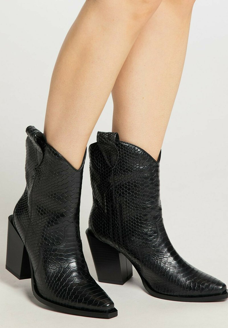 Damen Ankle Boots | IZIA Cowboy-/Bikerstiefelette schwarz schlange/schwarz - VB53641 Damen Ankle Boots | IZIA Cowboy-/Bikerstiefelette schwarz schlange/schwarz - VB53641