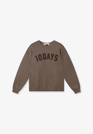 Sudadera marrón de manga larga con "10DAYS" impreso en grandes letras oscuras en el pecho, cuello redondo y puños y dobladillo acanalados.