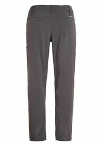 Grijze, lichtgewicht, synthetische stofbroek met een recht model. Beschikt over twee achterzakken en een zijritszak vooropberging.