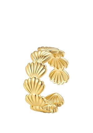 Goldener Ring mit einer Reihe verbundener Jakobsmuschelformen, die einen offenen, kreisförmigen Ring bilden.