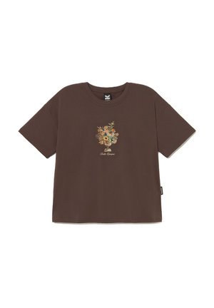 Kaotiko, CROPPED BOUQUET UNISEX - Μπλουζάκι με στάμπα - brown