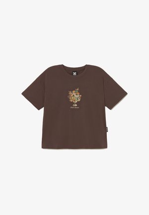 Kaotiko, CROPPED BOUQUET UNISEX - Μπλουζάκι με στάμπα - brown