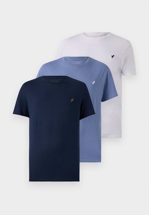 Pier One by Zalando 3 PACK - Basic T-shirt - white/dark blue/blue