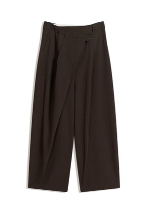TAILORED FIT WITH CROSSOVER WAIST - Pantaloni - dark brown