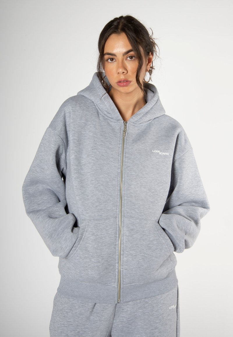 Love Scars BASIC ZIP HOODIE UNISEX - Vetoketjullinen college - grey melange