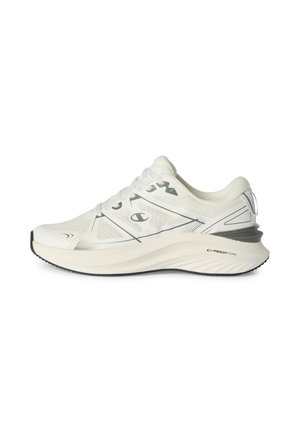 Zapatilla deportiva blanca con parte superior de malla, suela negra, detalles en gris, entresuela "C-TECH FOAM" y cierre con cordones, vista lateral sobre fondo blanco.