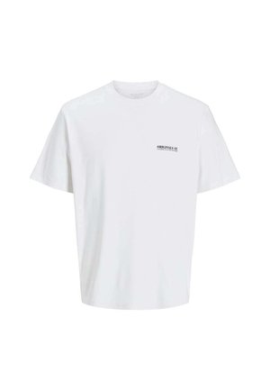 T-shirt en coton blanc avec une coupe décontractée, un col rond et des manches courtes. Présente une étiquette imprimée "ORIGINALS ST." sur la poitrine gauche.