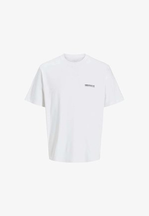 T-shirt en coton blanc avec une coupe décontractée, un col rond et des manches courtes. Présente une étiquette imprimée "ORIGINALS ST." sur la poitrine gauche.