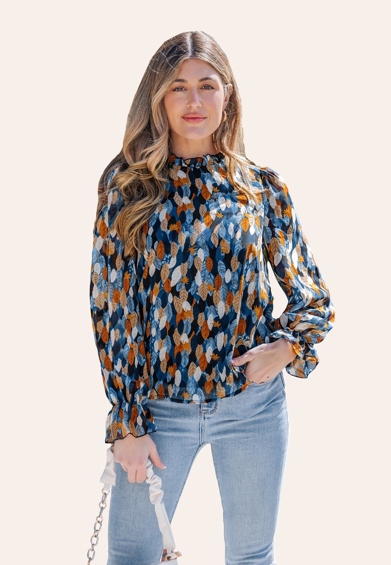 Cupshe AUTUMN LEAF PRINT BILLOWY  - Bluse - blue