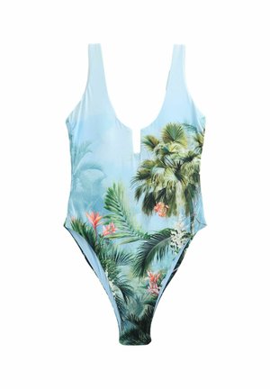 SCOOP TRIM TUMMY CONTROL - Baddräkt - blue jungle scenic print
