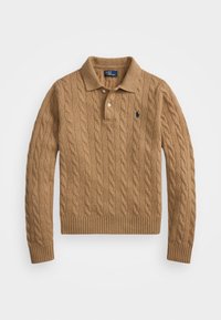 CABLE-KNIT WOOL-CASHMERE POLO SWEATER - Pullover - collection camel melange