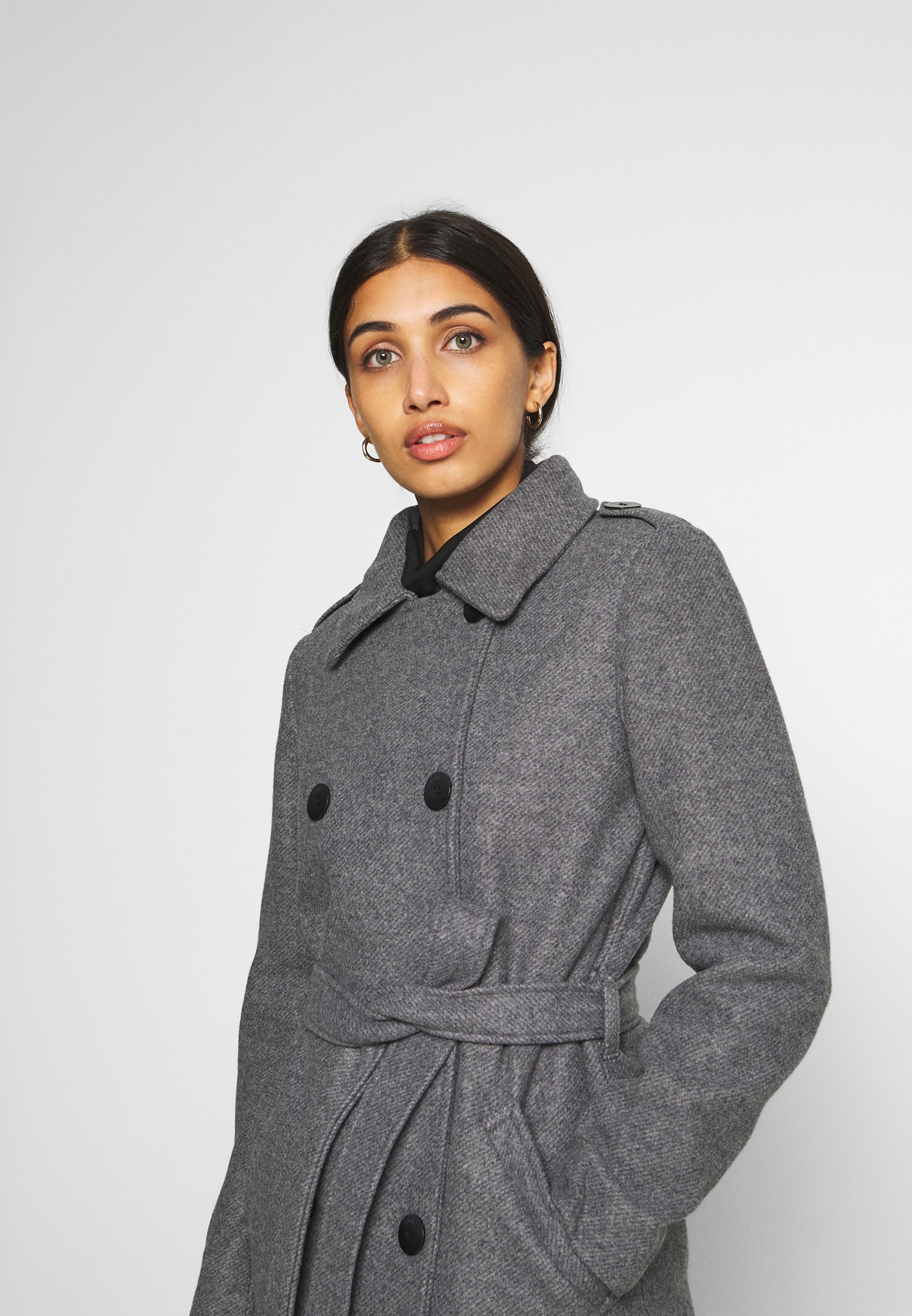 ONLSANSA COAT Halflange jas dark grey melange ONLSANSA COAT Halflange jas dark grey melange