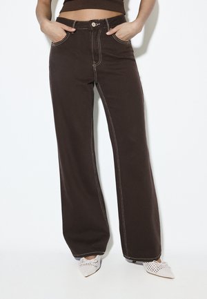 Stradivarius WIDE - Jeans Straight Leg - dark brown