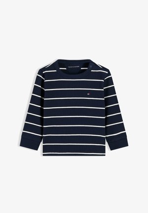 Tommy Hilfiger, TOMMY HILFIGER FLAG EMBROIDERY RIBBED LONG SLEEVE T-SHIRT UNISEX - T-shirt à manches longues - dark blue stripe