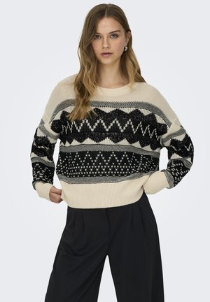 ONLMELINE LS SEQUIN O-NECK  - Jersey de punto - whitecap gray