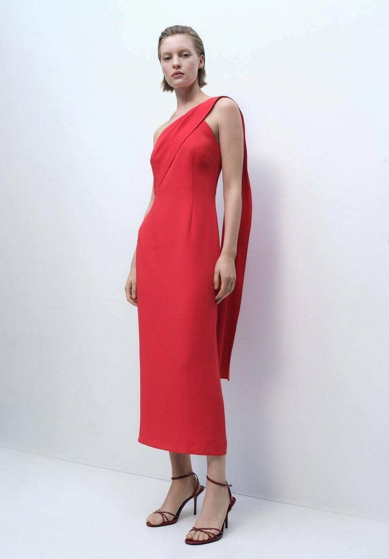 Mango Asymmetrical Pleated Dress Mango IREA Robe De Soire Red/rouge Mango Asymmetrical Pleated Dress Mango IREA Robe De Soire Red/rouge