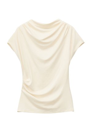 & OTHER STORIES, & OTHER STORIES DRAPED COWL-NECK TOP - T-shirt imprimé - white
