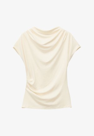 & OTHER STORIES, & OTHER STORIES DRAPED COWL-NECK TOP - T-shirt imprimé - white