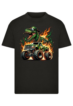 DINOSAURIER MONSTERTRUCK FEUER - T-shirt imprimé - schwarz