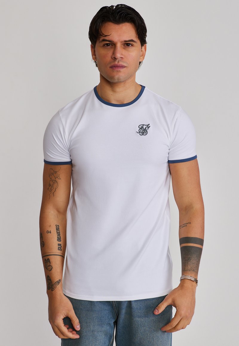 Ringer Basic SIKSILK RINGER - Basic T-shirt - white blue/blue - Zalando.ie