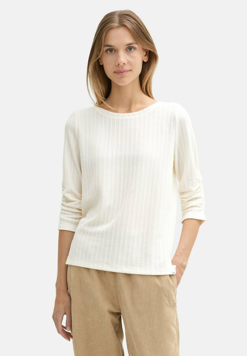 TOM TAILOR DENIM 3/4 ARM MIT STRUKTUR - Sweatshirt - off white