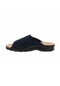 Sandalo navy slip-on con tomaia in mesh traspirante, soletta imbottita e suola in gomma nera flessibile con leggero supporto dell'arco.