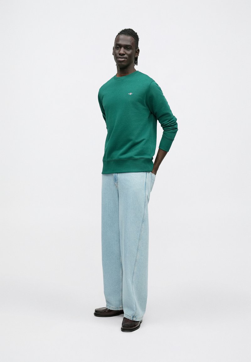 GANT REG SHIELD C NECK - Mikina - deep forest green