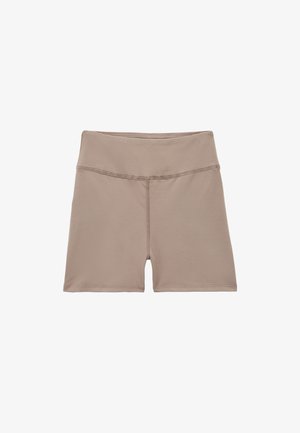 Hellbraune Sportshorts aus elastischem Material. Mit hohem Bund und Flachnähte für zusätzlichen Komfort. Sauberes, schlichtes Design.