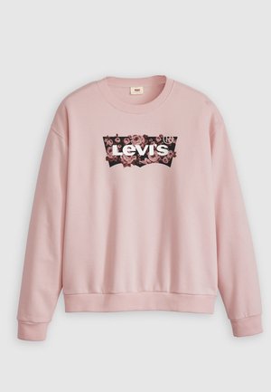 Rosa Sweatshirt aus weichem Stoff mit einem floralem schwarz-weißen Levi's Logo-Design auf der Vorderseite. Rundhals-Ausschnitt und gerippte Bündchen.